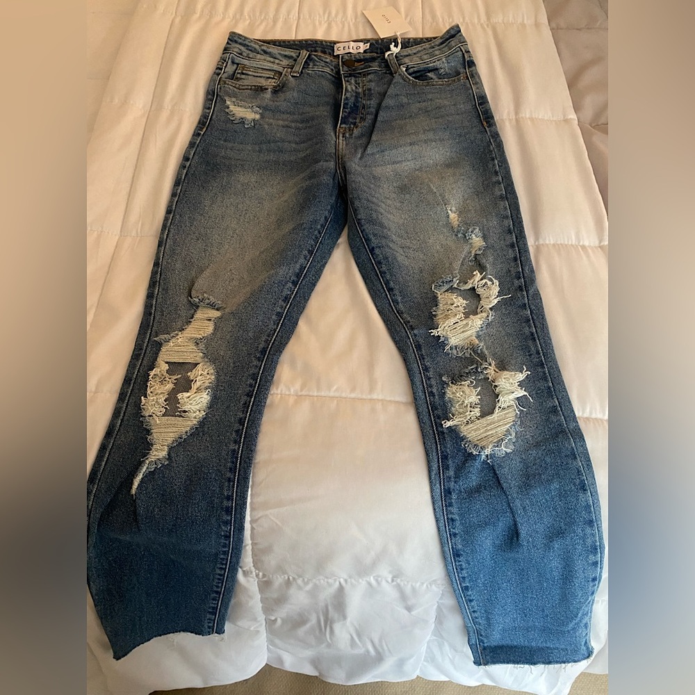 Women’s Mid Rise Distressed Skinny Jeans